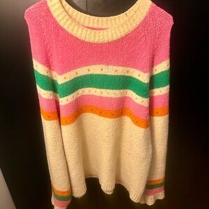 Colorful Lou & Grey Striped Hearts Sweater sz M